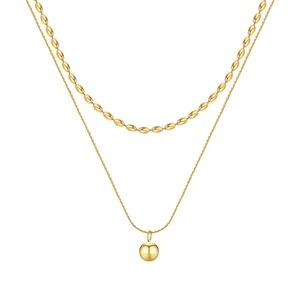 18 gold filled  double layered ball bead necklace double chain pendant necklace